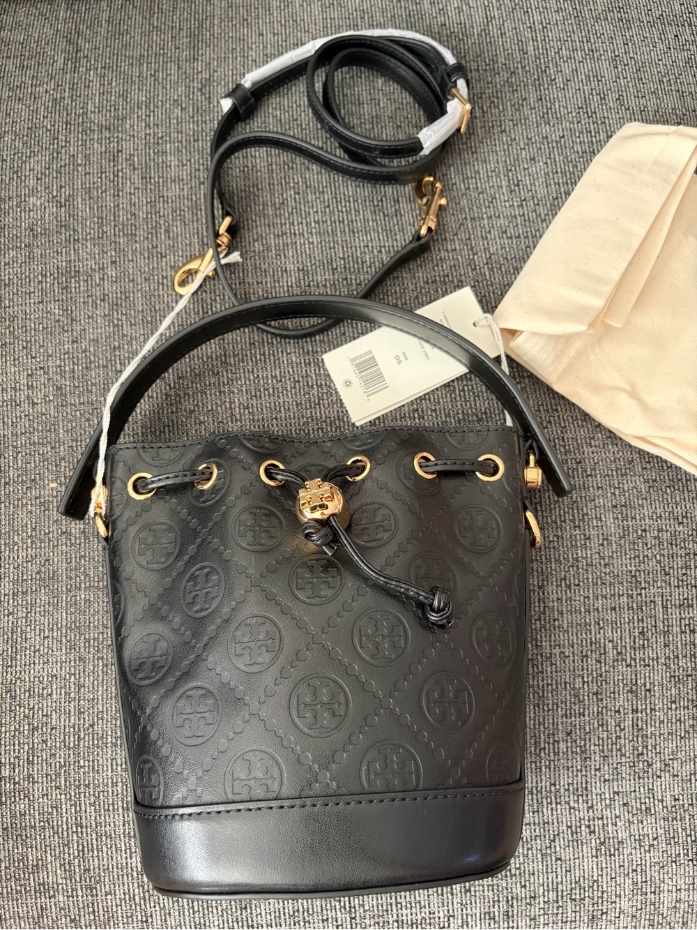Tory Burch T-Monogram Mini Bucket Bag with Gold Hardware